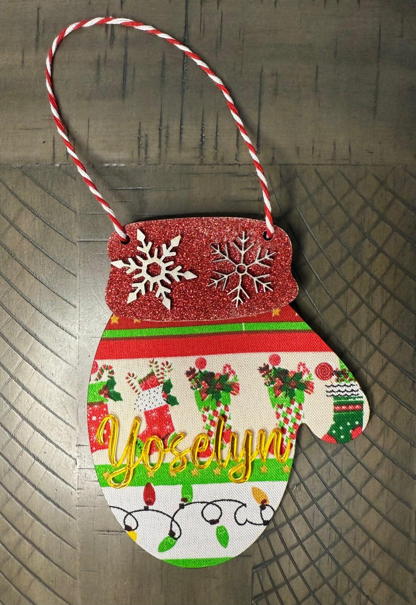 Snowflake Embellished Winter Mitten Ornament