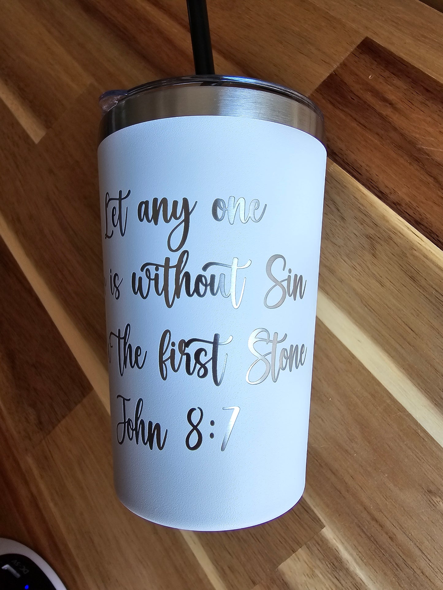 12oz Engraved Tumbler John 8:7