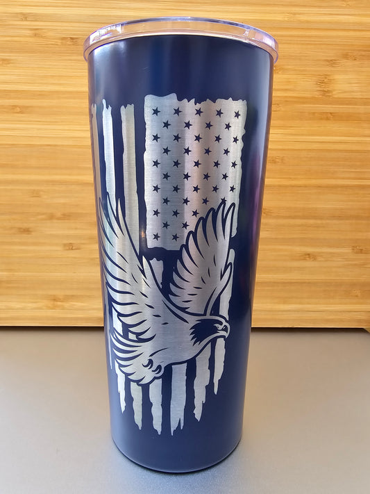 USA Flag with Embellishment - Engraved Tumbler